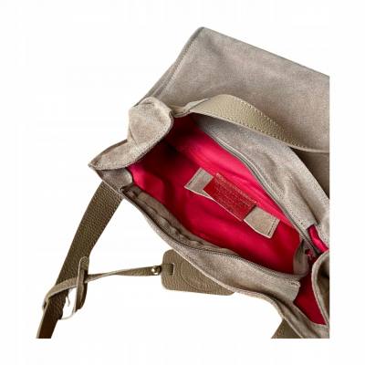 - Taupe zamszowa torebka shopper cappuccino ZAMSZ NATURALNY Vera Pelle
