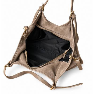 - Taupe zamszowa torebka fango shopper XL cappuccino ZAMSZ A4 Vera Pelle
