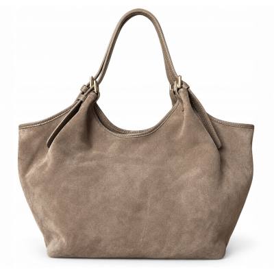 - Taupe zamszowa torebka fango shopper XL cappuccino ZAMSZ A4 Vera Pelle