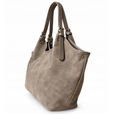 - Taupe zamszowa torebka fango shopper XL cappuccino ZAMSZ A4 Vera Pelle