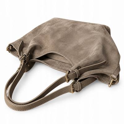 - Taupe zamszowa torebka fango shopper XL cappuccino ZAMSZ A4 Vera Pelle