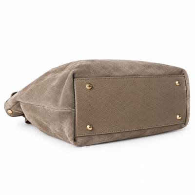 - Taupe zamszowa torebka fango shopper XL cappuccino ZAMSZ A4 Vera Pelle