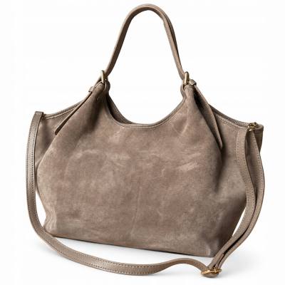 - Taupe zamszowa torebka fango shopper XL cappuccino ZAMSZ A4 Vera Pelle