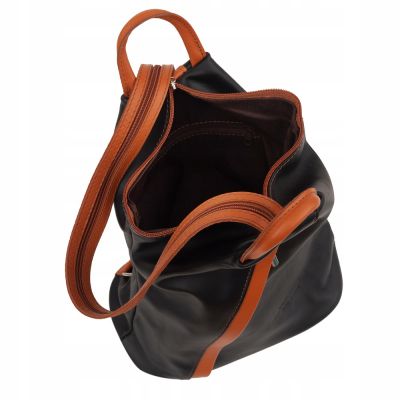 -30% WŁOSKI SKÓRZANY CZARNY + CAMEL MODNY PLECAK z kieszonkami