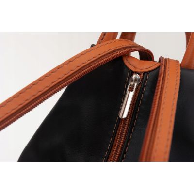 -30% WŁOSKI SKÓRZANY CZARNY + CAMEL MODNY PLECAK z kieszonkami