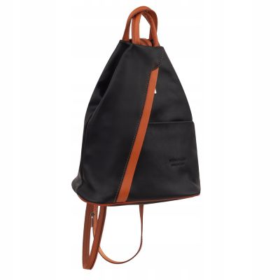 -30% WŁOSKI SKÓRZANY CZARNY + CAMEL MODNY PLECAK z kieszonkami