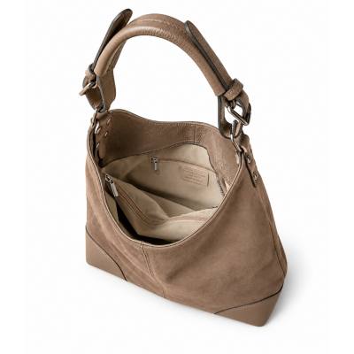 - Cappuccino torebka shopper ZAMSZ NATURALNY + SKÓRA NATURALNA Vera Pelle
