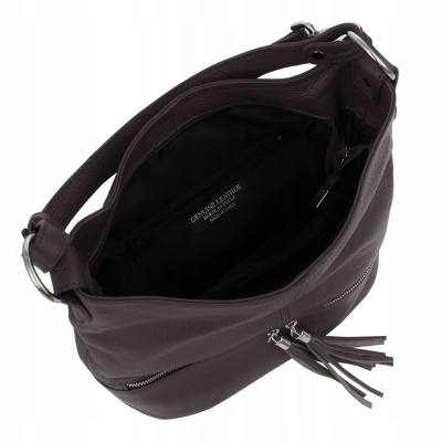 - Brązowa torebka skóra naturalna shopper czekoladowa torba Vera Pelle