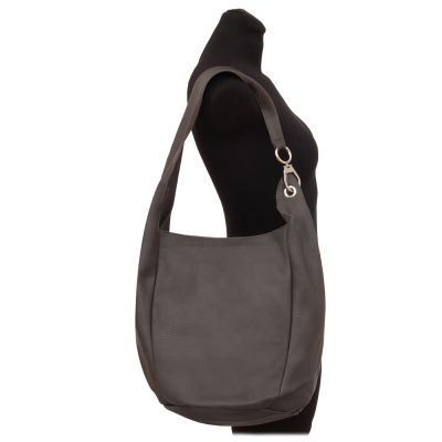 -30% MAGIC BAGS - szara grafitowa asymetryczna torebka torba worek skóra A4
