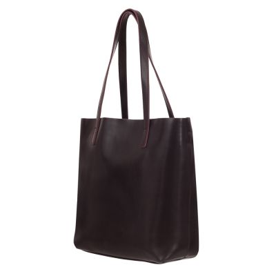 -25% Włoska A4 klasyczna bordowa wino skórzana torebka SKÓRA NATURALNA półmatowa shopper bag