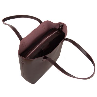 -25% Włoska A4 klasyczna bordowa wino skórzana torebka SKÓRA NATURALNA półmatowa shopper bag