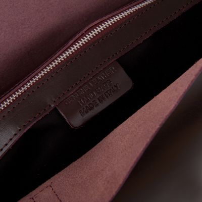 -25% Włoska A4 klasyczna bordowa wino skórzana torebka SKÓRA NATURALNA półmatowa shopper bag