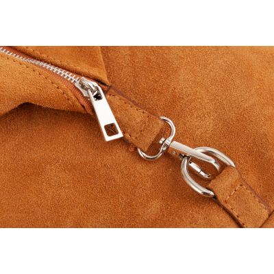 włoski plecak rudy camel zamszowa skórzana torebka worek SKÓRA zamsz naturalny 2w1