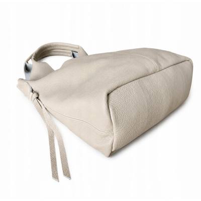 - HIT - BEŻOWA TOREBKA SKÓRA NATURALNA SHOPPER A4 TORBA SKÓRZANA