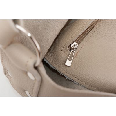 -30% SKÓRZANA beżowa nude A4 torebka worek SKÓRA NATURALNA XL