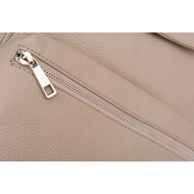 WŁOSKI BEŻOWY NUDE ELEGANCKI SKÓRZANY MODNY PLECAK TORBA - 100% MIĘKKA SKÓRA NATURALNA