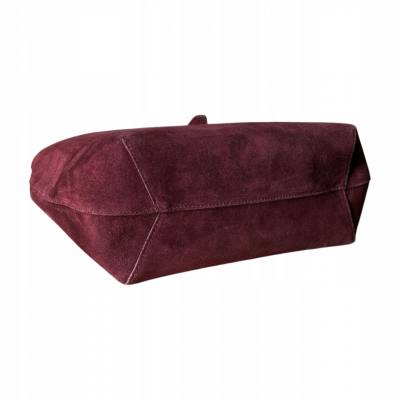 - Bordowa zamszowa torebka shopper ZAMSZ NATURALNY Vera Pelle