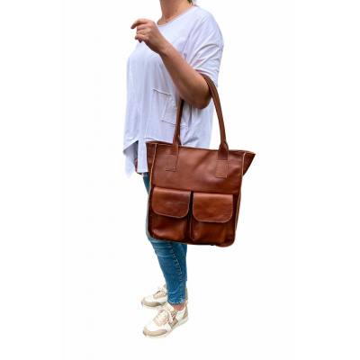 - HIT - BRĄZOWA TOREBKA SKÓRA NATURALNA SHOPPER A4 DAMSKA TORBA SKÓRZANA