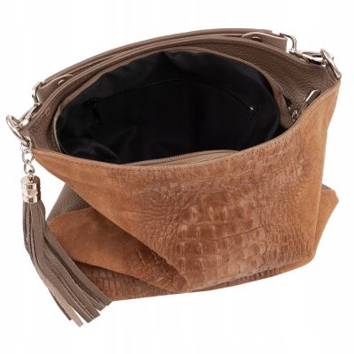 -20% HIT Vera Pelle włoska camel torebka skóra krokodyl zamsz worek