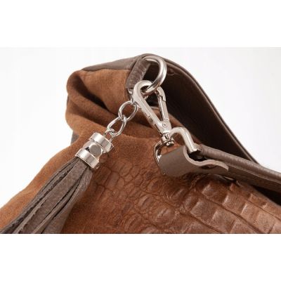 -20% HIT Vera Pelle włoska camel torebka skóra krokodyl zamsz worek