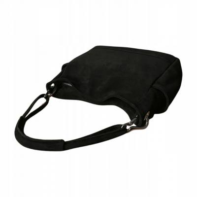 - Czarna zamszowa torebka shopper czarny ZAMSZ NATURALNY Vera Pelle