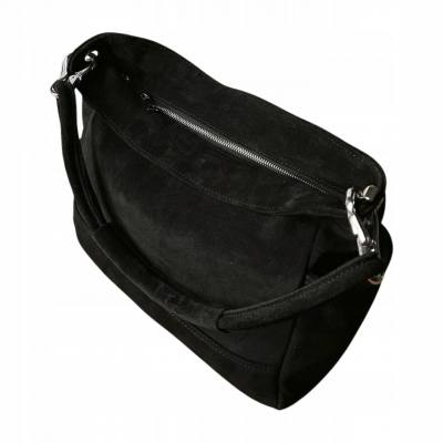 - Czarna zamszowa torebka shopper czarny ZAMSZ NATURALNY Vera Pelle