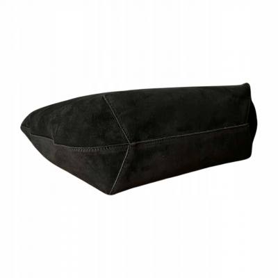 - Czarna zamszowa torebka shopper ZAMSZ NATURALNY Vera Pelle