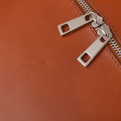 Vera Pelle - Włoska ruda camel skórzana listonoszka MADE IN ITALY