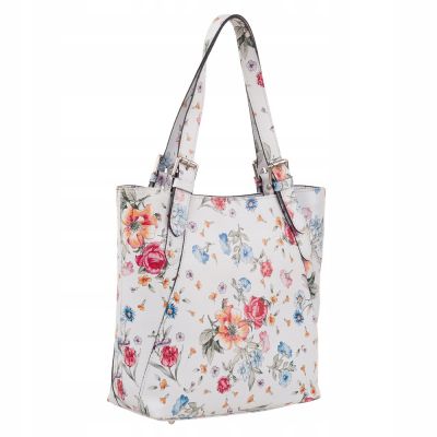KWIATY włoska torebka Vera Pelle shopper w kwiaty HIT
