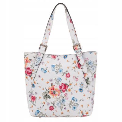 KWIATY włoska torebka Vera Pelle shopper w kwiaty HIT