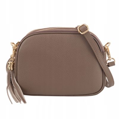 -30% Vera Pelle - cappuccino taupe listonoszka ze skóry torebka włoska skóra