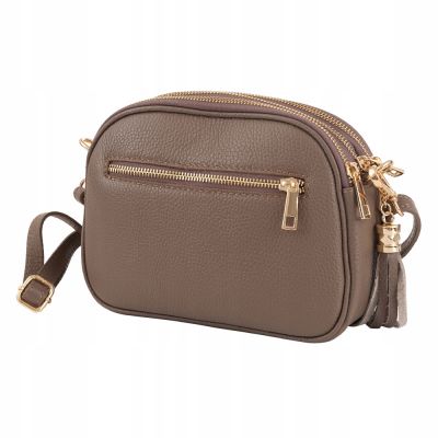 -30% Vera Pelle - cappuccino taupe listonoszka ze skóry torebka włoska skóra