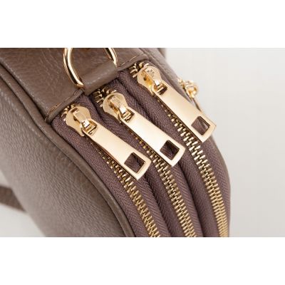 -30% Vera Pelle - cappuccino taupe listonoszka ze skóry torebka włoska skóra