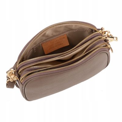 -30% Vera Pelle - cappuccino taupe listonoszka ze skóry torebka włoska skóra