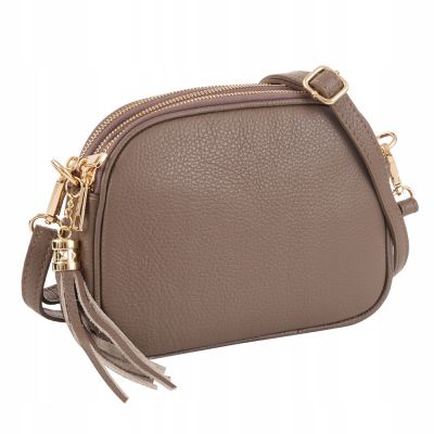 -30% Vera Pelle - cappuccino taupe listonoszka ze skóry torebka włoska skóra