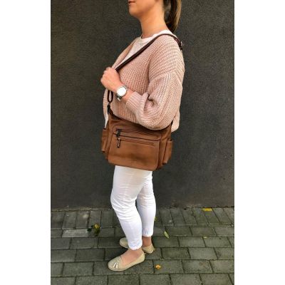 GALLANTRY camel ruda modna pojemna torebka listonoszka kieszonki