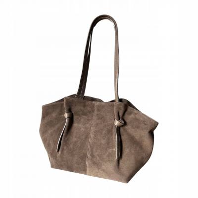 - Cappuccino fango zamszowa torebka shopper ZAMSZ NATURALNY Vera Pelle