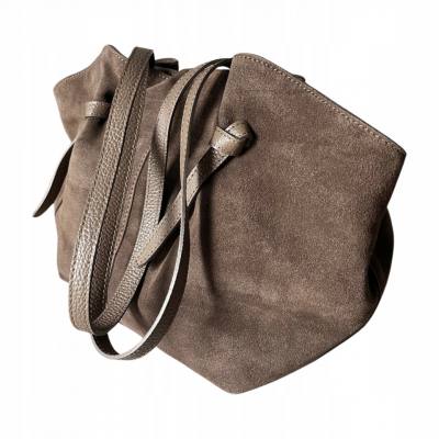 - Cappuccino fango zamszowa torebka shopper ZAMSZ NATURALNY Vera Pelle