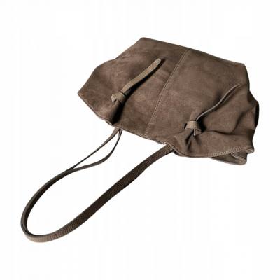 - Cappuccino fango zamszowa torebka shopper ZAMSZ NATURALNY Vera Pelle