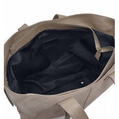 - Cappuccino zamszowa torebka shopper taupe ZAMSZ NATURALNY Vera Pelle