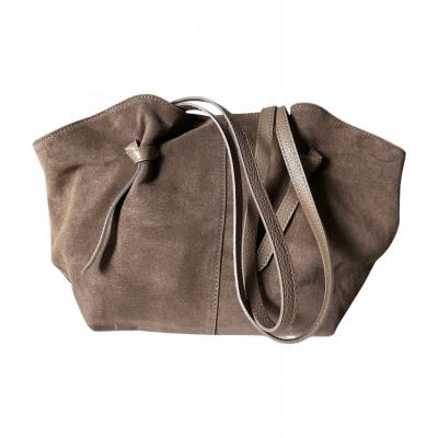 - Cappuccino fango zamszowa torebka shopper ZAMSZ NATURALNY Vera Pelle