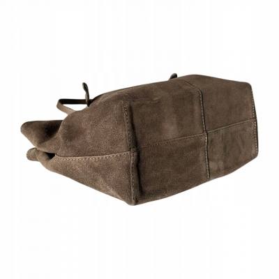 - Cappuccino fango zamszowa torebka shopper ZAMSZ NATURALNY Vera Pelle