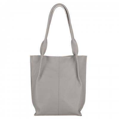 SZARA TOREBKA SKÓRZANA worek shopper bag SKÓRA NATURALNA