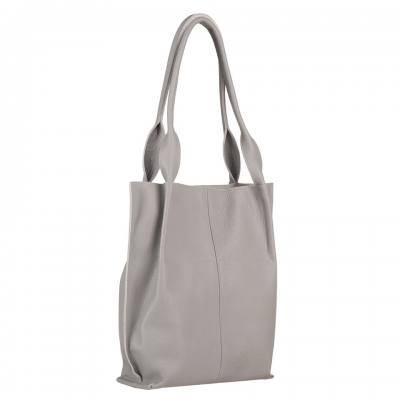 SZARA TOREBKA SKÓRZANA worek shopper bag SKÓRA NATURALNA