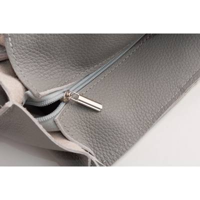 SZARA TOREBKA SKÓRZANA worek shopper bag SKÓRA NATURALNA