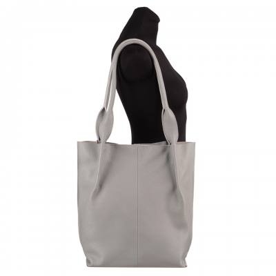 SZARA TOREBKA SKÓRZANA worek shopper bag SKÓRA NATURALNA