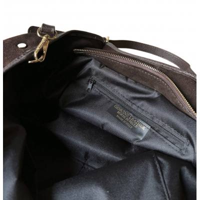 - Czekoladowa zamszowa torebka shopper XL ciemny brąz ZAMSZ A4 Vera Pelle