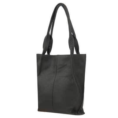 zielona duża skórzana torebka shopper A4