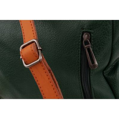 Flora&Co zielony / camel skórzany plecak modna torba A4
