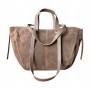 - Cappuccino zamszowa torebka shopper taupe ZAMSZ NATURALNY Vera Pelle